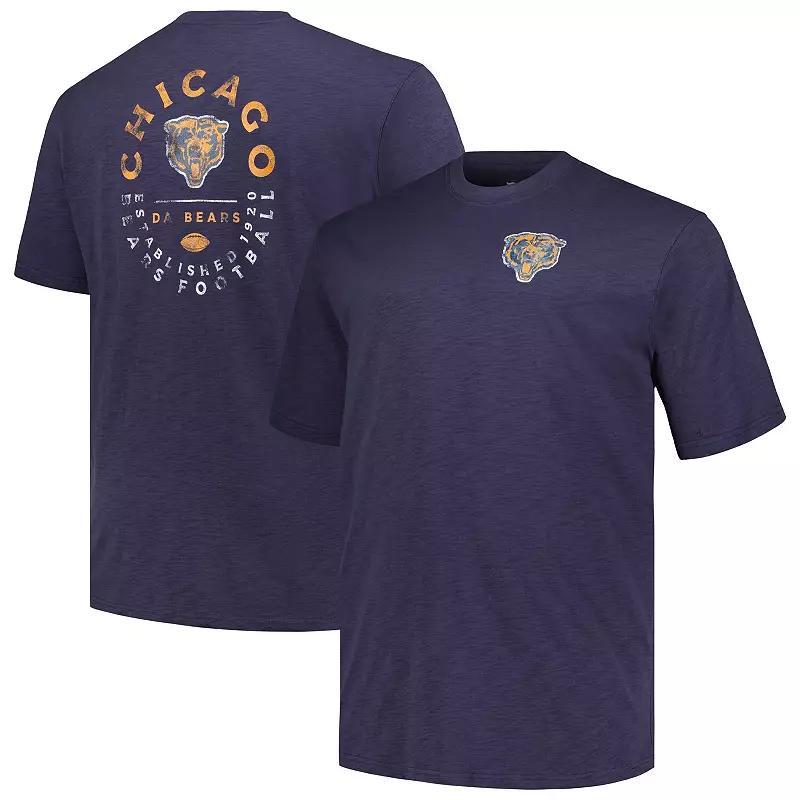 Mens Profile Chicago Bears Big & Tall Two-Hit Throwback T-Shirt Blue Product Image