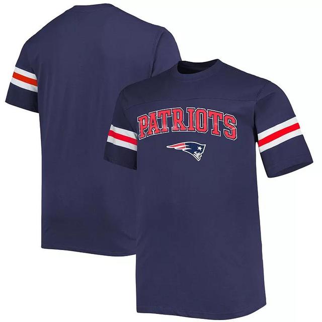 Mens Navy New England Patriots Big & Tall Arm Stripe T-Shirt PAT Blue Product Image