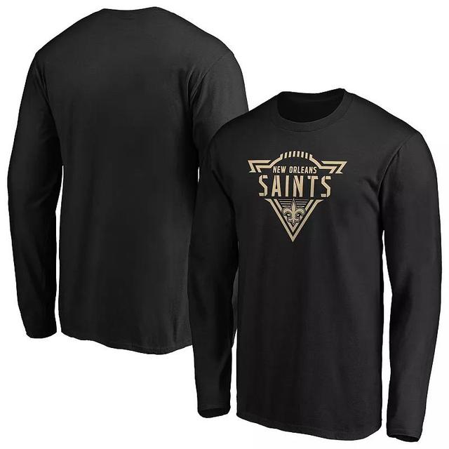 Mens Majestic New Orleans Saints Iconic Phalanx Long Sleeve T-Shirt Product Image