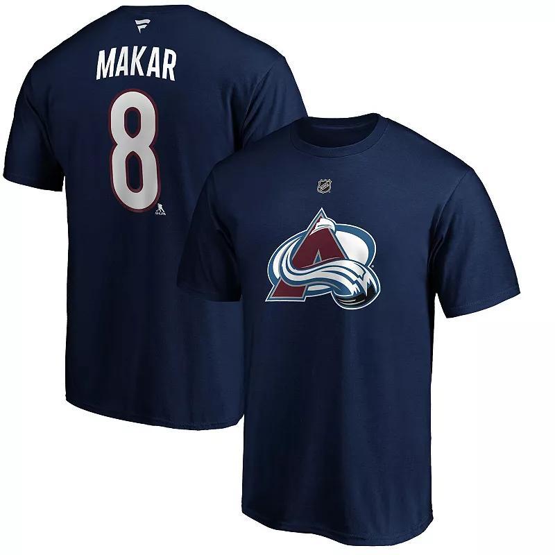 Mens Cale Makar Navy Colorado Avalanche Authentic Stack Name and Number Team T-shirt Product Image