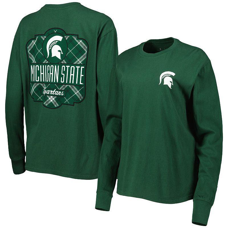 Womens Pressbox Michigan State Spartans Valencia Plaid 2-Hit Long Sleeve T-Shirt Product Image