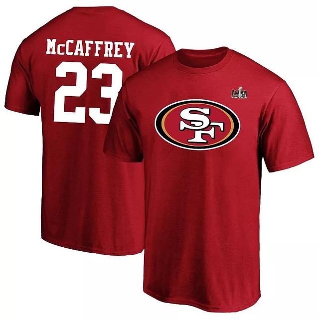 Mens Fanatics Branded Christian McCaffrey Scarlet San Francisco 49ers Super Bowl LVIII Big & Tall Player Name & Number T-Shirt Product Image