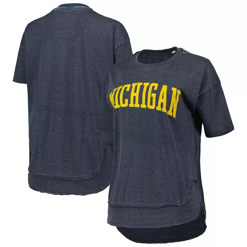 Womens Pressbox Heathered Navy Michigan Wolverines Arch Poncho T-shirt Product Image