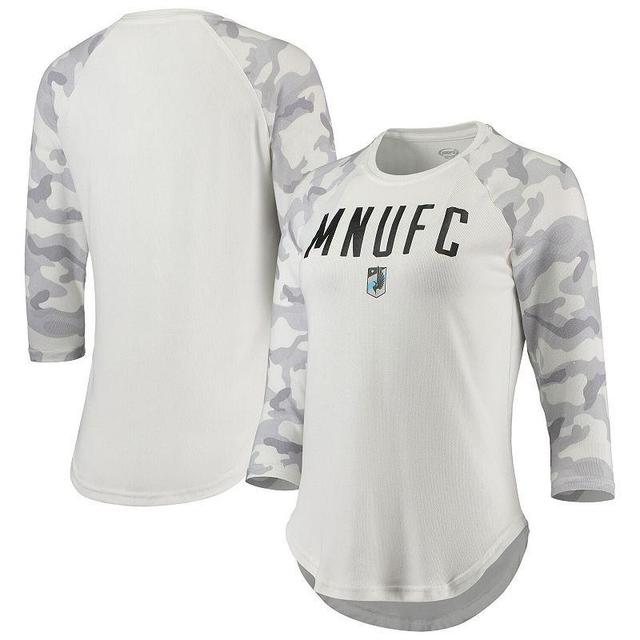 Womens Concepts Sport Cream/Gray Minnesota United FC Composite 3/4-Sleeve Raglan Top Product Image