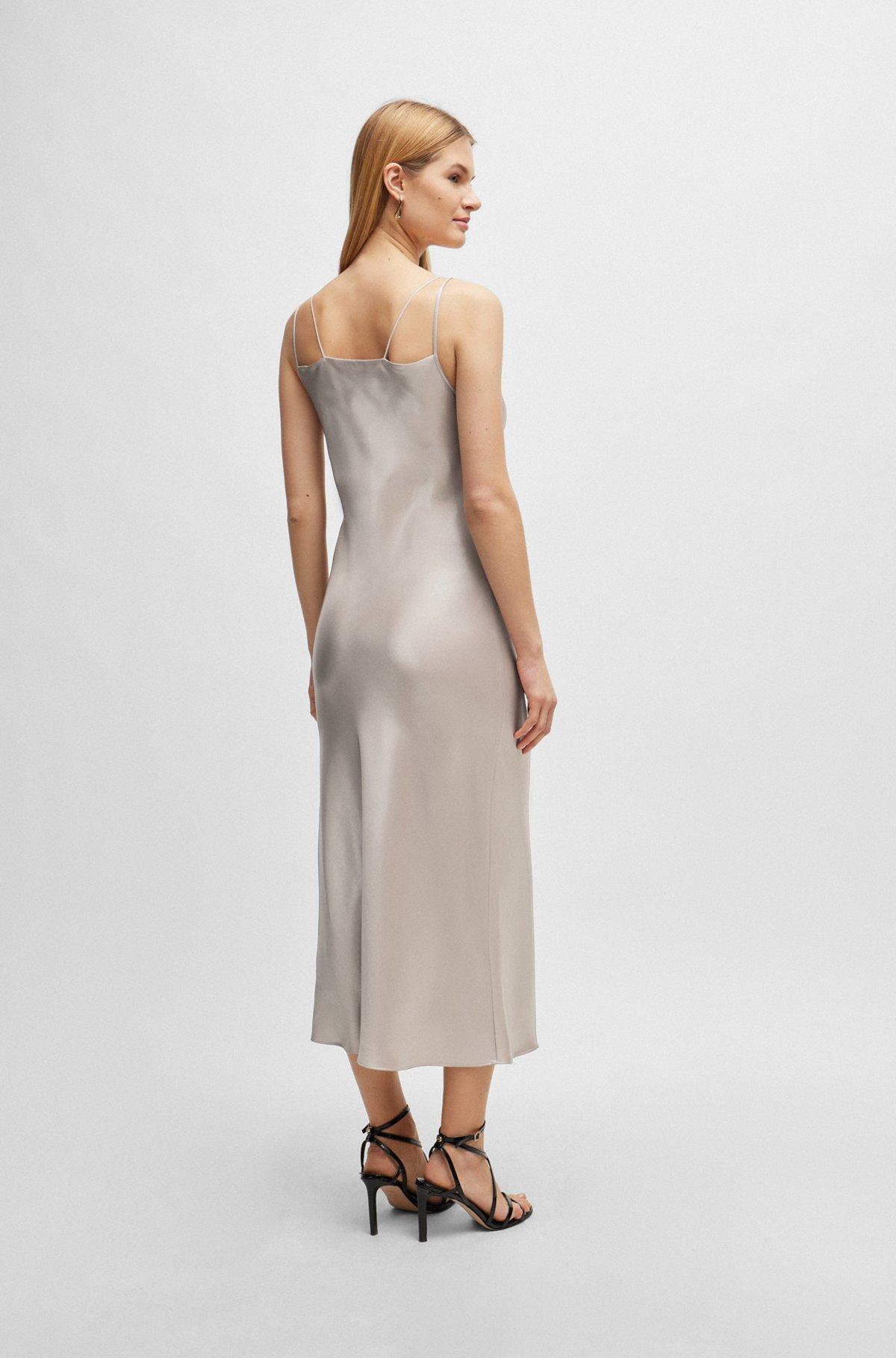 Evening dress in liquid-soft fabric with layered neckline Product Image