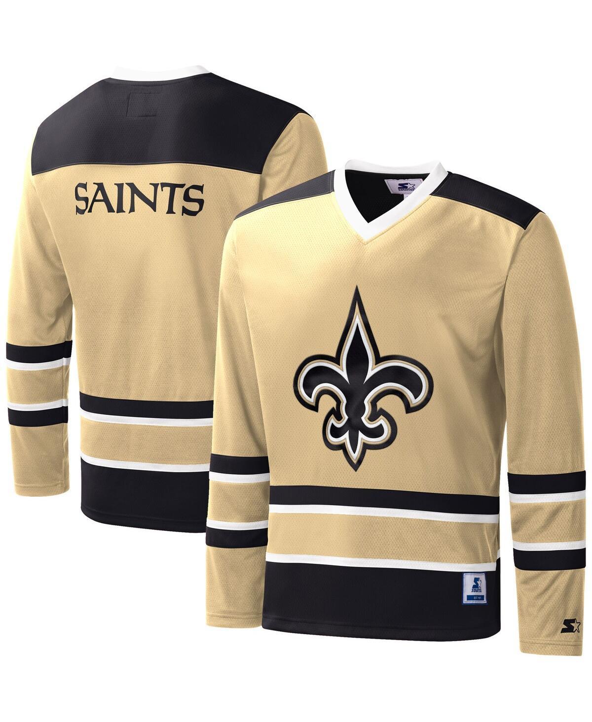 Mens Starter New Orleans Saints Cross-Check V-Neck Long Sleeve T-Shirt Product Image