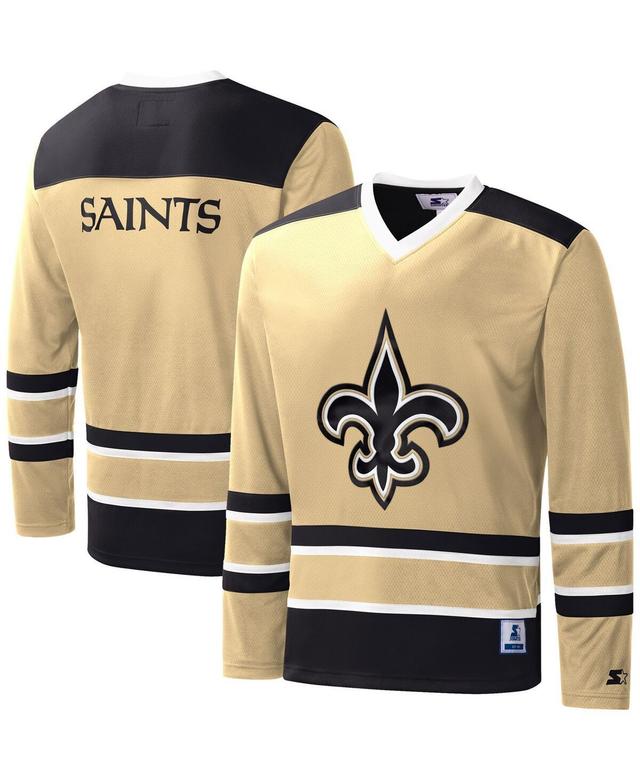 Mens Starter New Orleans Saints Cross-Check V-Neck Long Sleeve T-Shirt Product Image