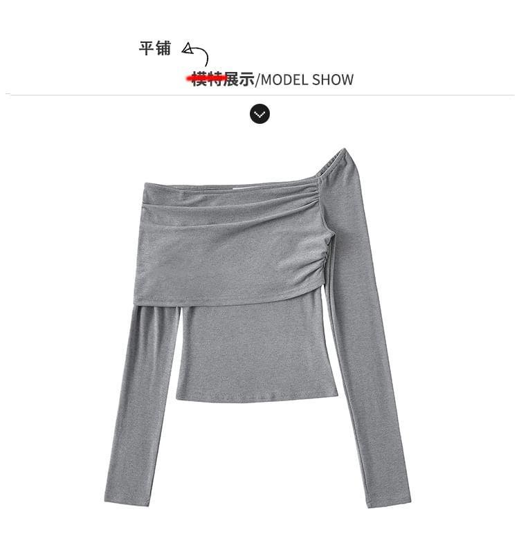 Asymmetrical Ruched Crop T-Shirt in 5 Colors Product Image