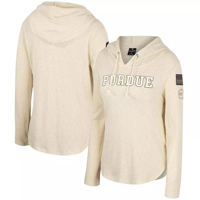 Womens Colosseum Cream Purdue Boilermakers OHT Military Appreciation Casey Raglan Long Sleeve Hoodie T-Shirt Product Image