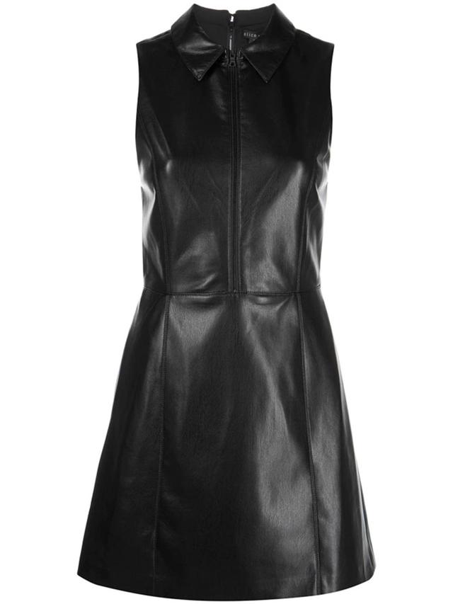 Ellis Zip Faux Leather Dress In Black Product Image