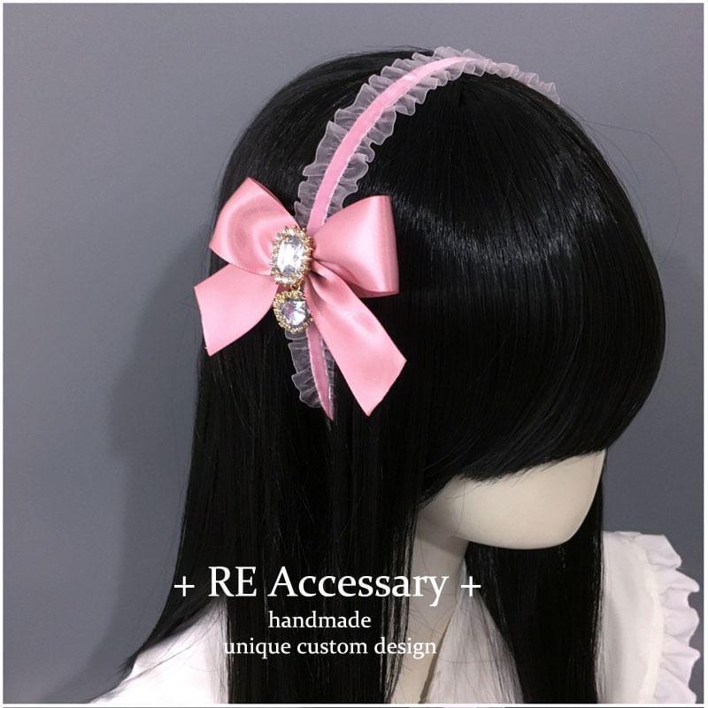 Gemstone Rhinestone Bow Headband Product Image