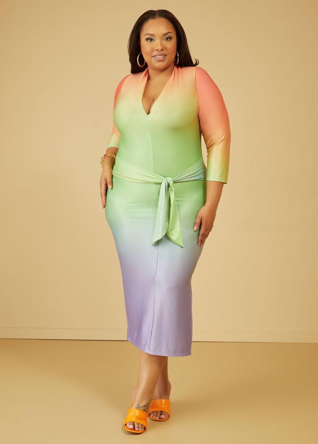 Plus Size Belted Ombre Midaxi Dress Ashley Stewart Product Image