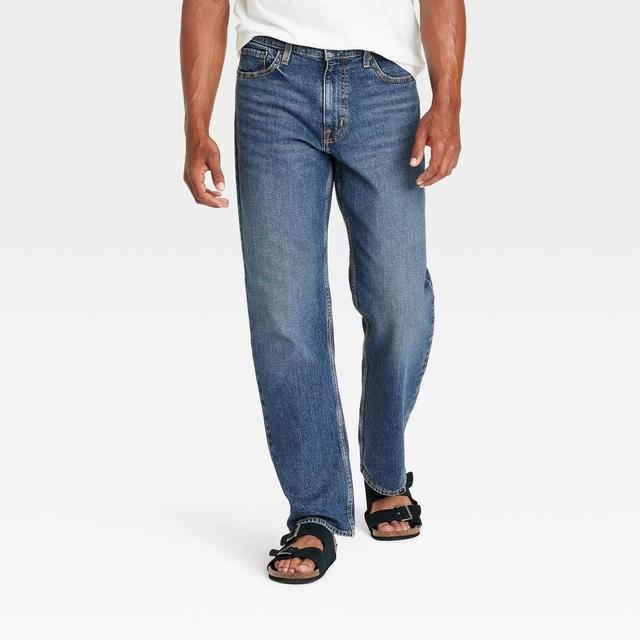 Men's Relaxed Fit Jeans - Goodfellow & Co™ Indigo 34x30 Product Image