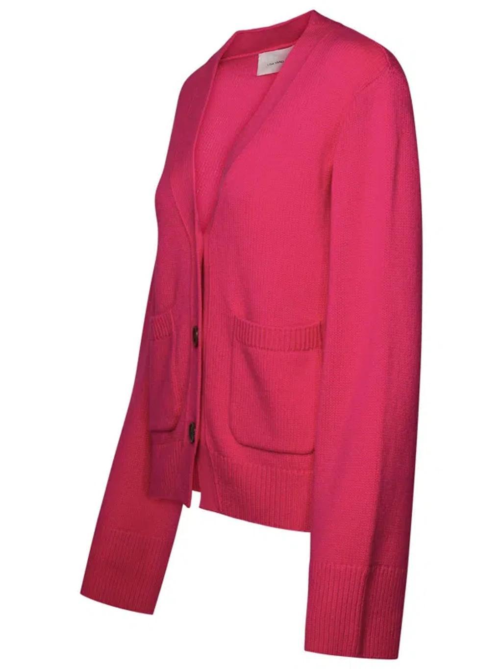 LISA YANG 'danni' Cashmere Fuchsia Cardigan Product Image