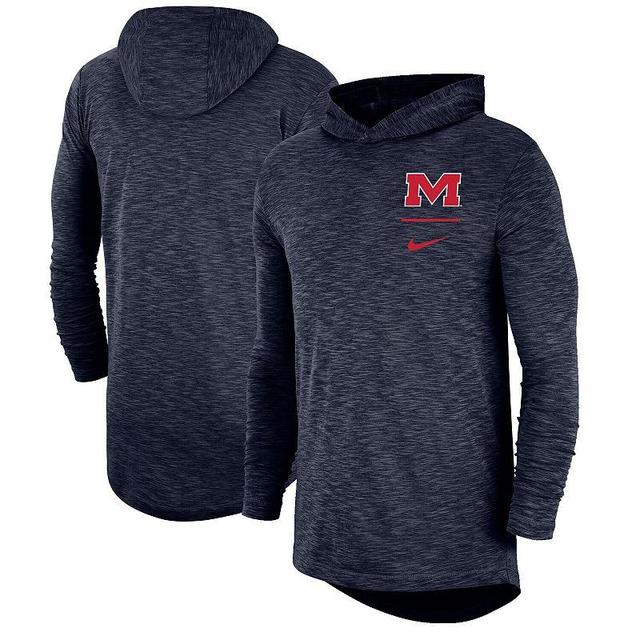 Mens Nike Ole Miss Rebels Slub Performance Long Sleeve Hoodie T-Shirt Blue Product Image