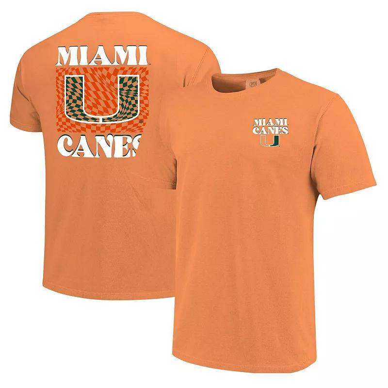 Womens Miami Hurricanes Comfort Colors Checkered Mascot T-Shirt Product Image