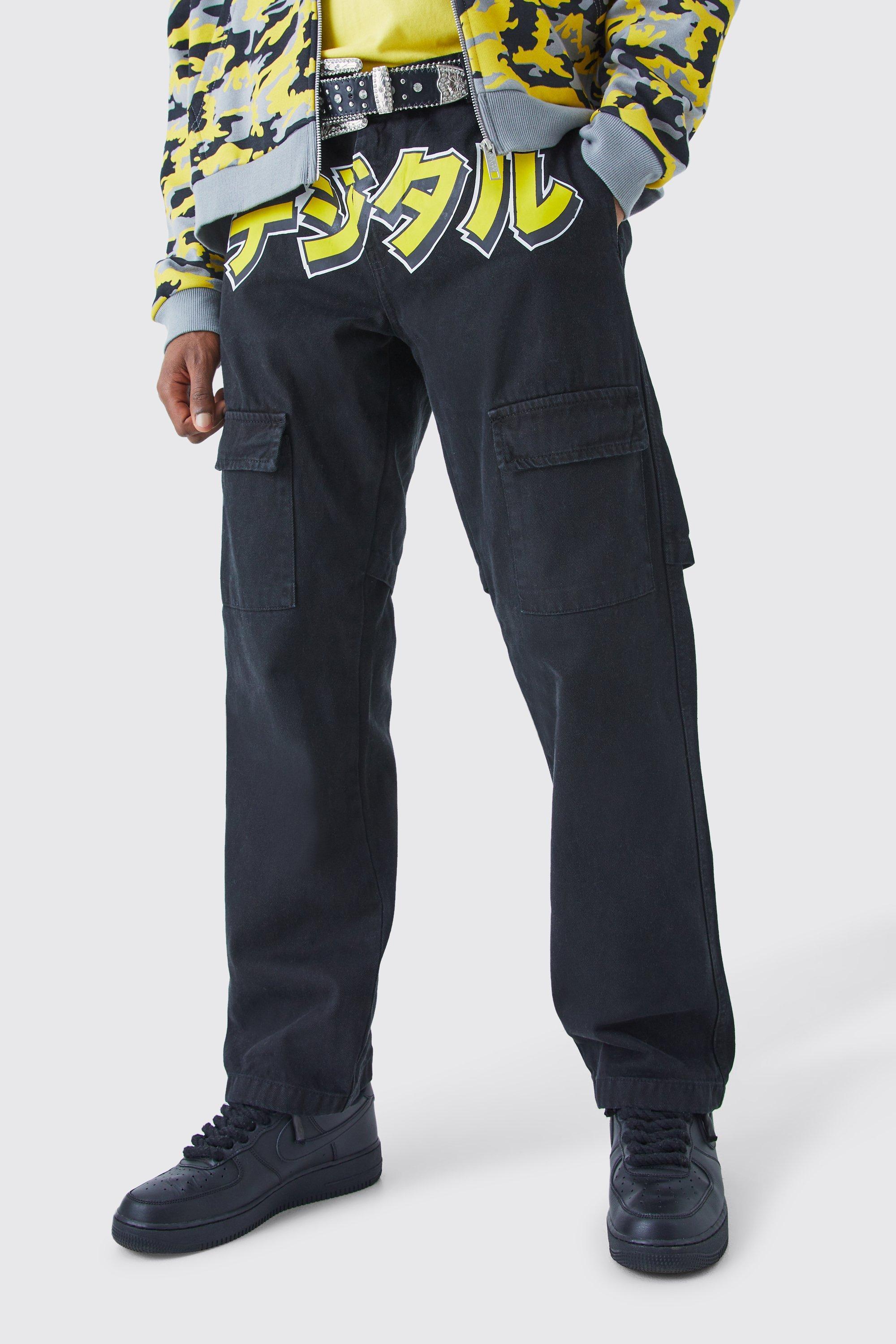 Relaxed Crotch And Leg Print Cargo Pants | boohooMAN USA Product Image