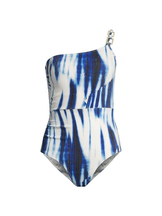 Womens Kara Abstract-Print One-Shoulder Swimsuit Product Image