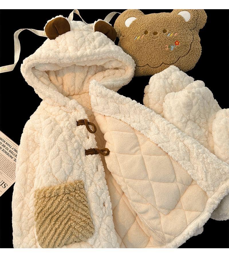 Pajama Set: Bear Ear Quilted Jacket + Pants Product Image