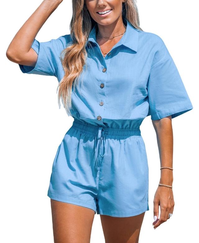 Women's Collared Waist Tie Romper Product Image