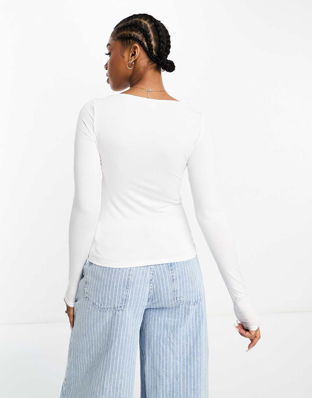 Monki long sleeve boat neck top Product Image