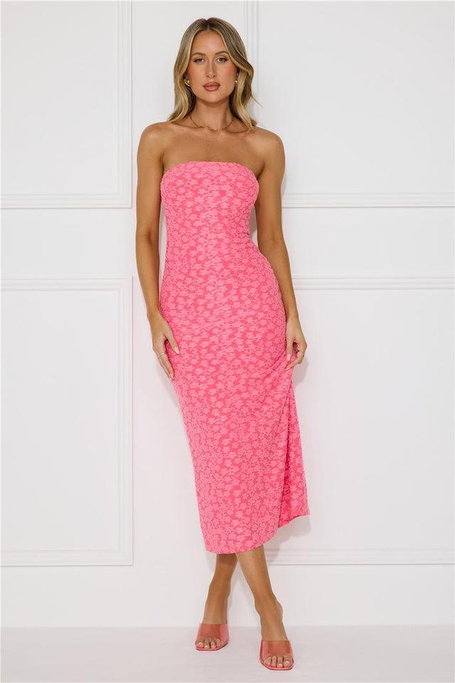 Tropical Tango Strapless Midi Dress Pink Product Image