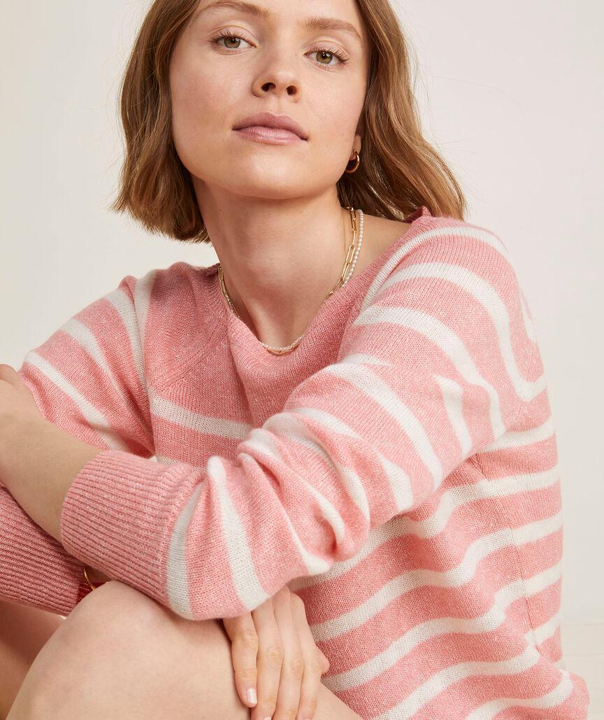 Linen Cashmere Striped Boatneck Sweater Product Image