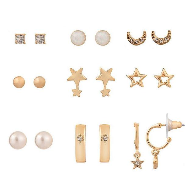 LC Lauren Conrad Celestial & Pearl Nickel Free Earrings Set, Womens, Gold Tone Product Image