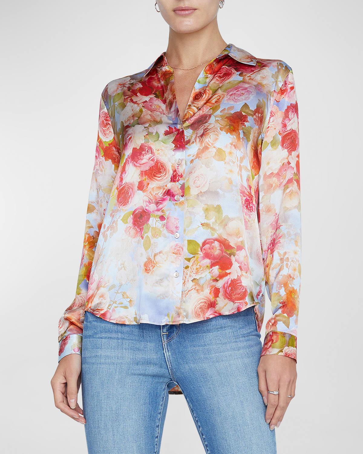 LAGENCE Tyler Floral Print Silk Shirt Product Image