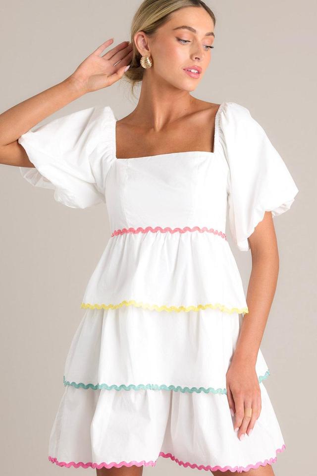 Aurora Dream White Multi Ricrac Mini Dress Product Image