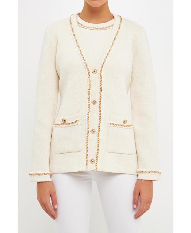 Womens Chain Trim Cardigan Product Image