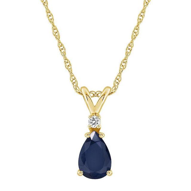 Celebration Gems 14K Yellow Gold Pear-Shaped Gemstone & Diamond-Accent Pendant Necklace, Womens Red Product Image