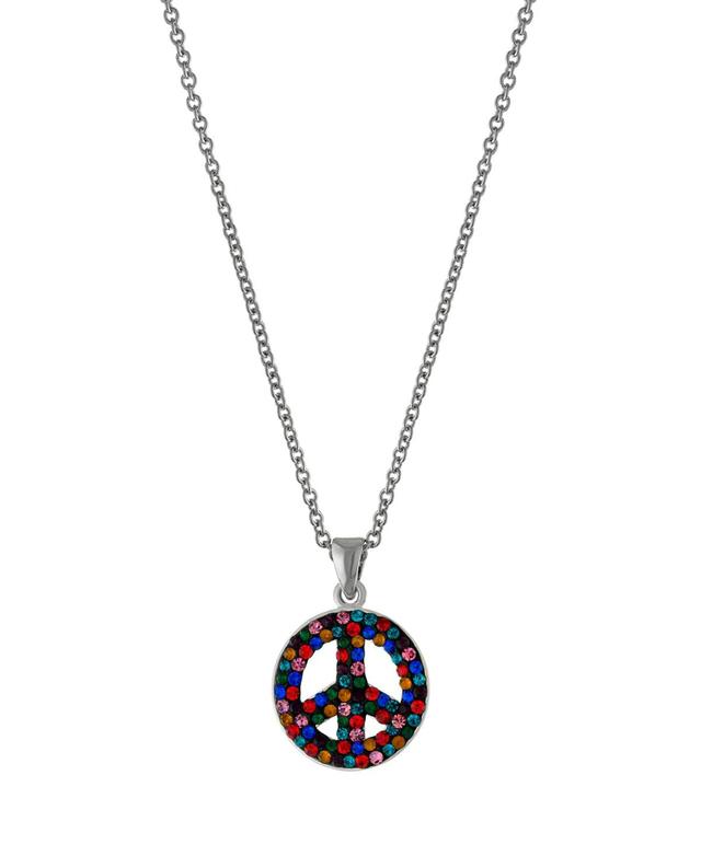 Womens Rainbow Color Crystal Peace Sign Pendant Necklace Product Image