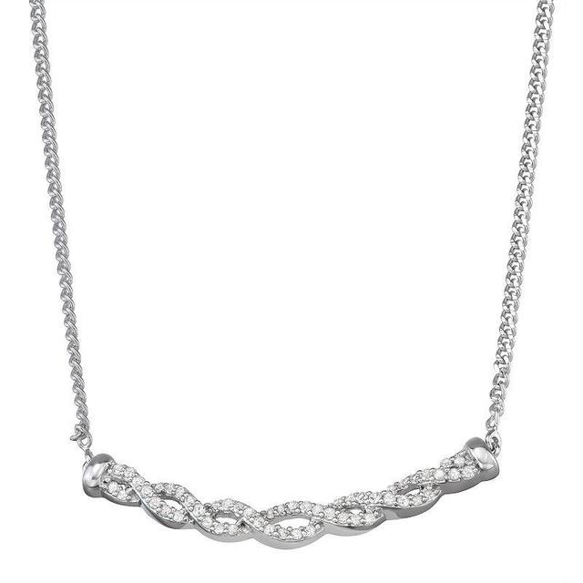 Sterling Silver 1/4 Carat T.W. Diamond Intertwined Necklace, Womens White Product Image