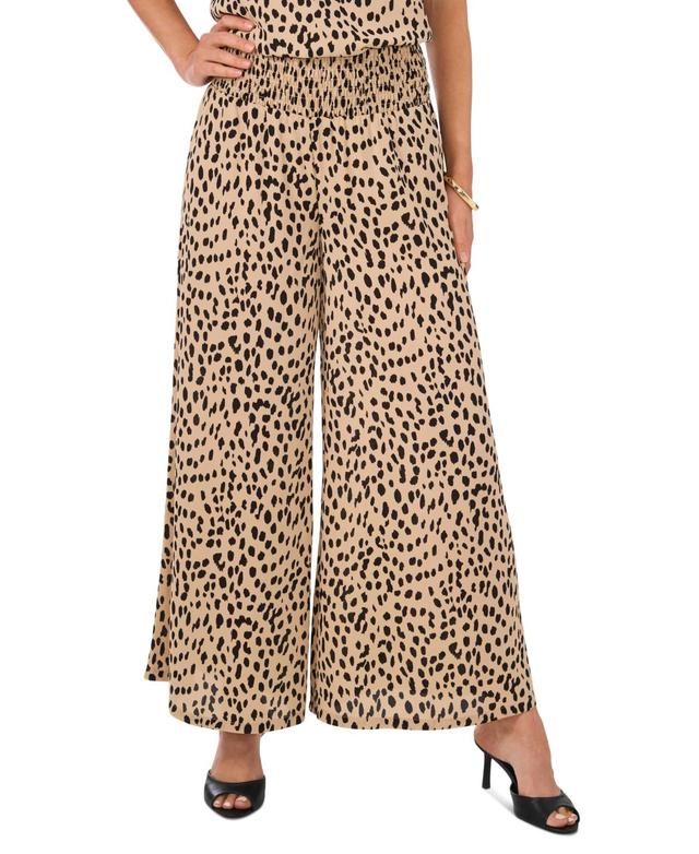 Vince Camuto Womens Printed Smocked-Waist Wide-Leg Pants Product Image