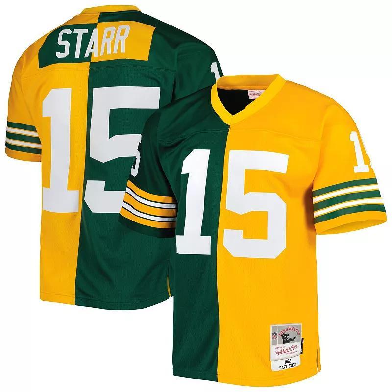 Mens Mitchell & Ness Bart Starr /Gold Bay Packers 1969 Split Legacy Replica Jersey Product Image