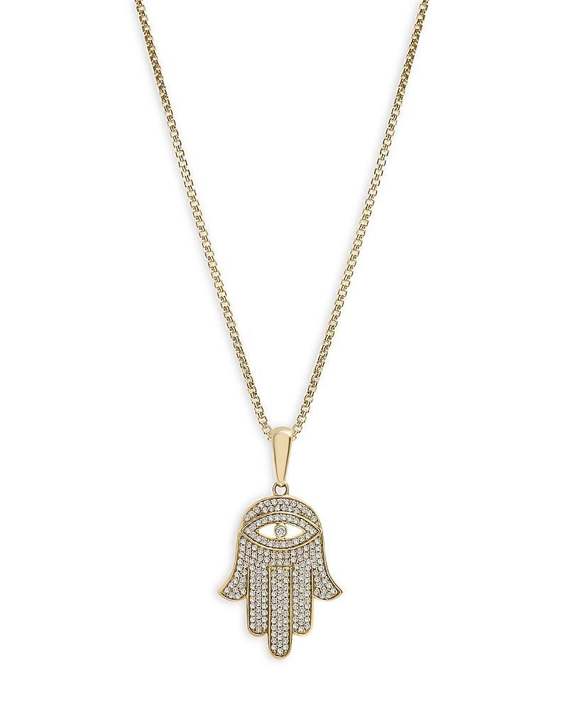 Bloomingdales Fine Collection Mens Diamond Hamsa Pendant in 14K Yellow Gold, 0.50 ct. t. w. - Exclusive Product Image