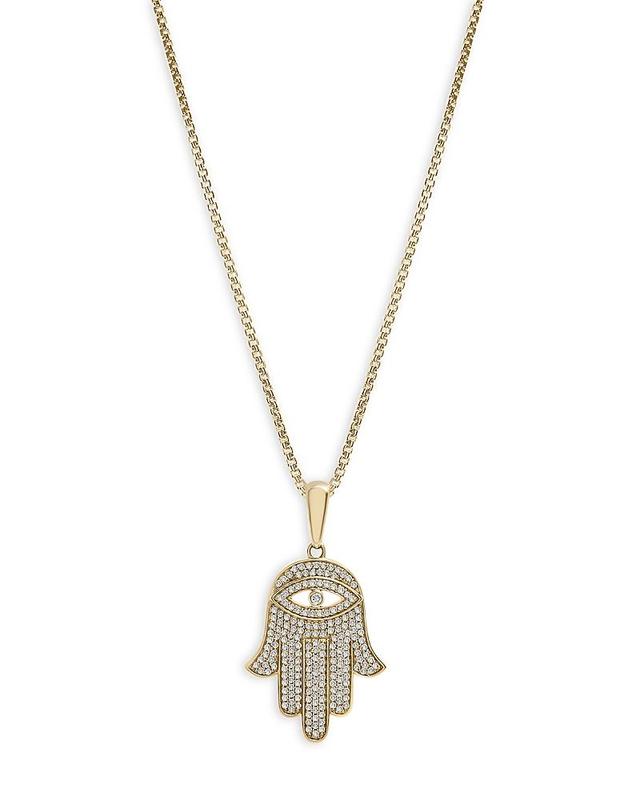 Bloomingdales Fine Collection Mens Diamond Hamsa Pendant in 14K Yellow Gold, 0.50 ct. t. w. - Exclusive Product Image