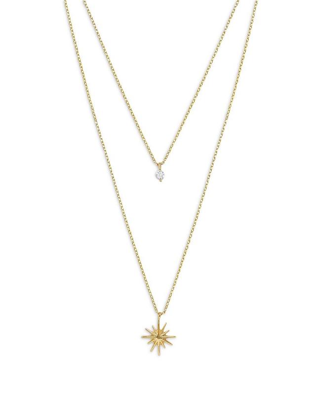 Ettika Cubic Zirconia & Starburst Layered Pendant Necklace in 18K Gold Plated, 15-17 Product Image