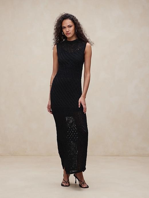 Cotton-Blend Open-Stitch Maxi Dress Product Image