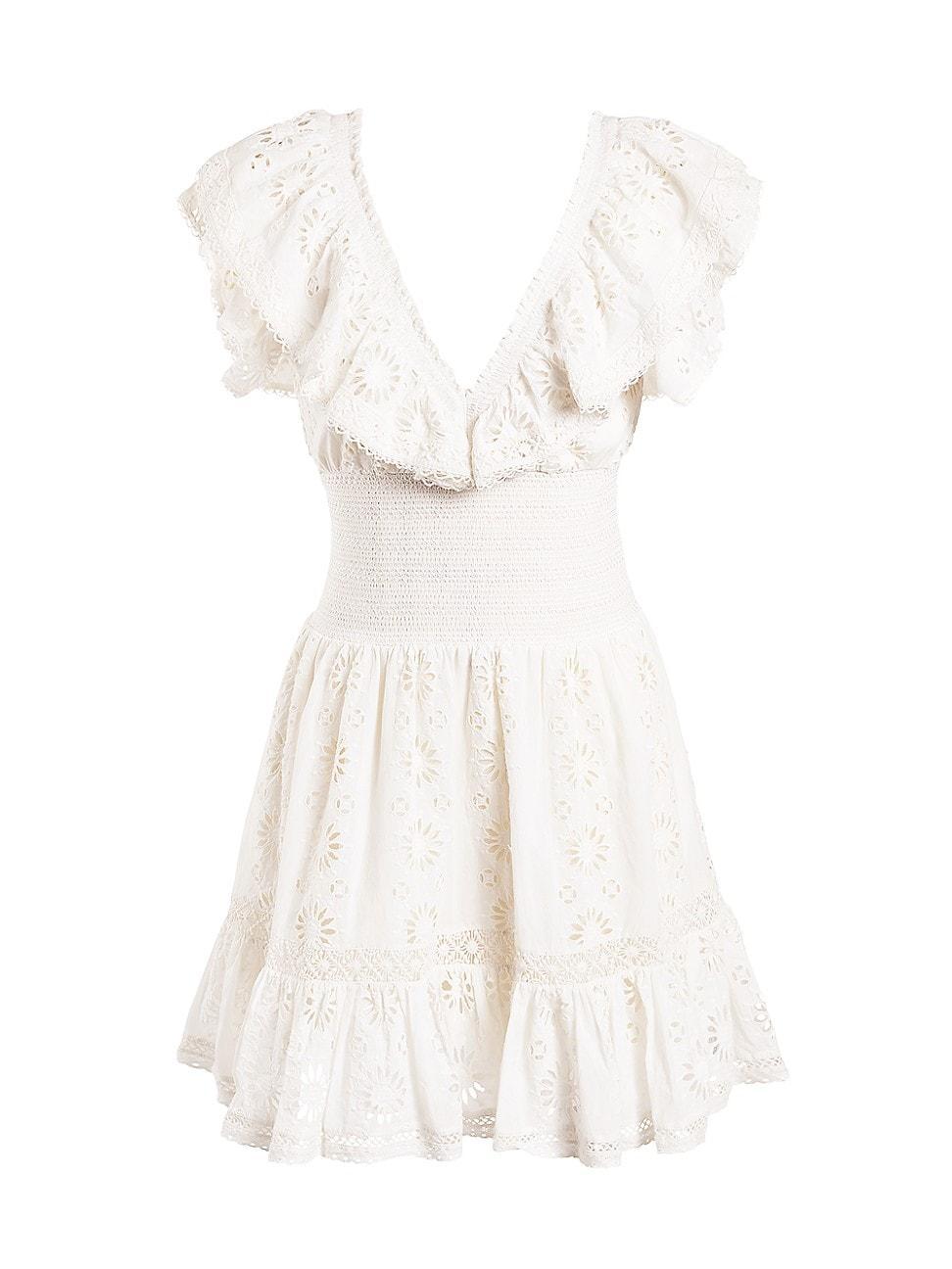 Womens Provence Tanya Broderie Anglaise Cotton Eyelet Minidress Product Image