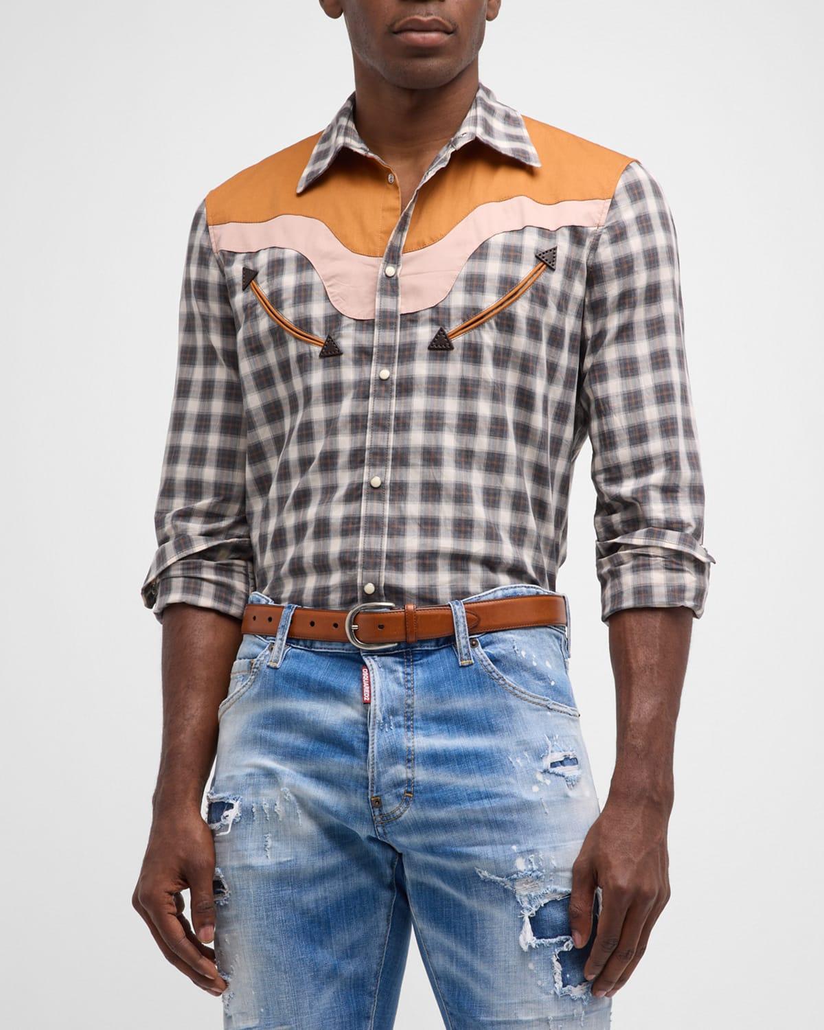 Mens Check Western Shirt Product Image