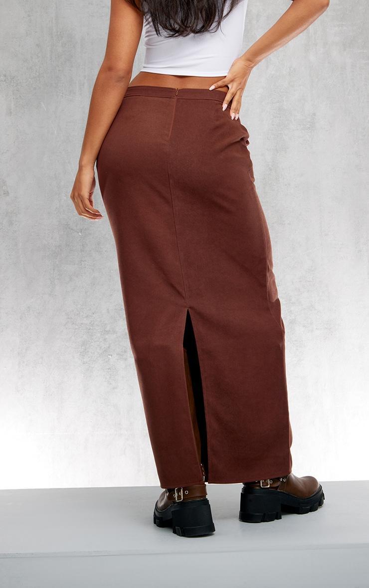  Tan Soft Twill Blend Straight Maxi Skirt Product Image