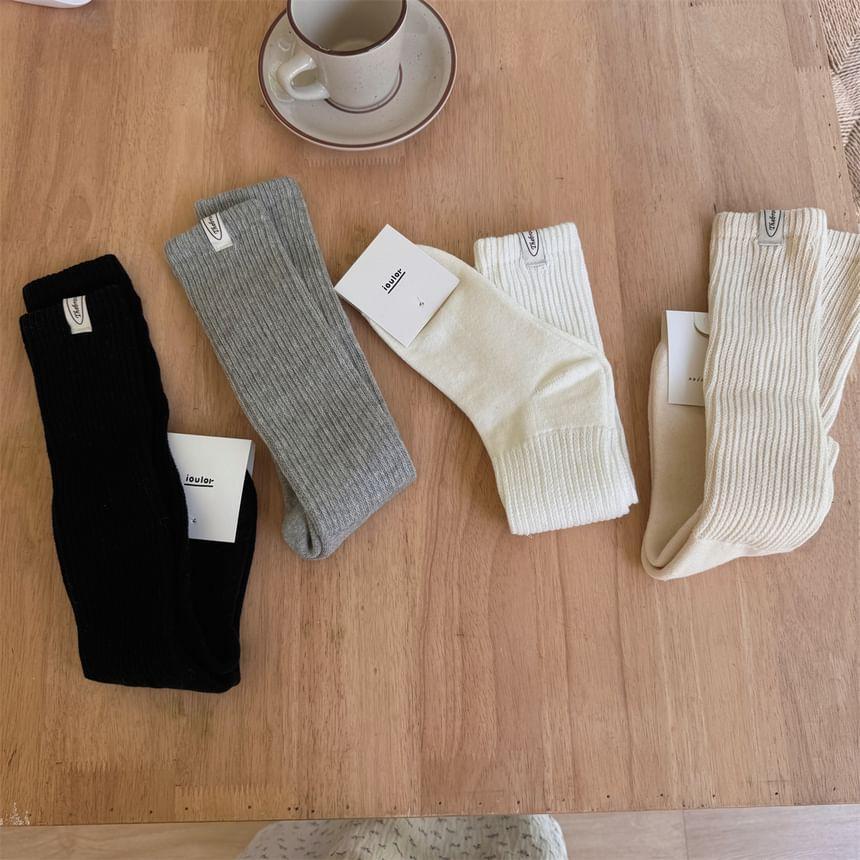 Plain Ribbed Crew Socks Product Image