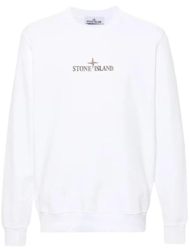 Logo-print Cotton Sweatshirt In White Product Image