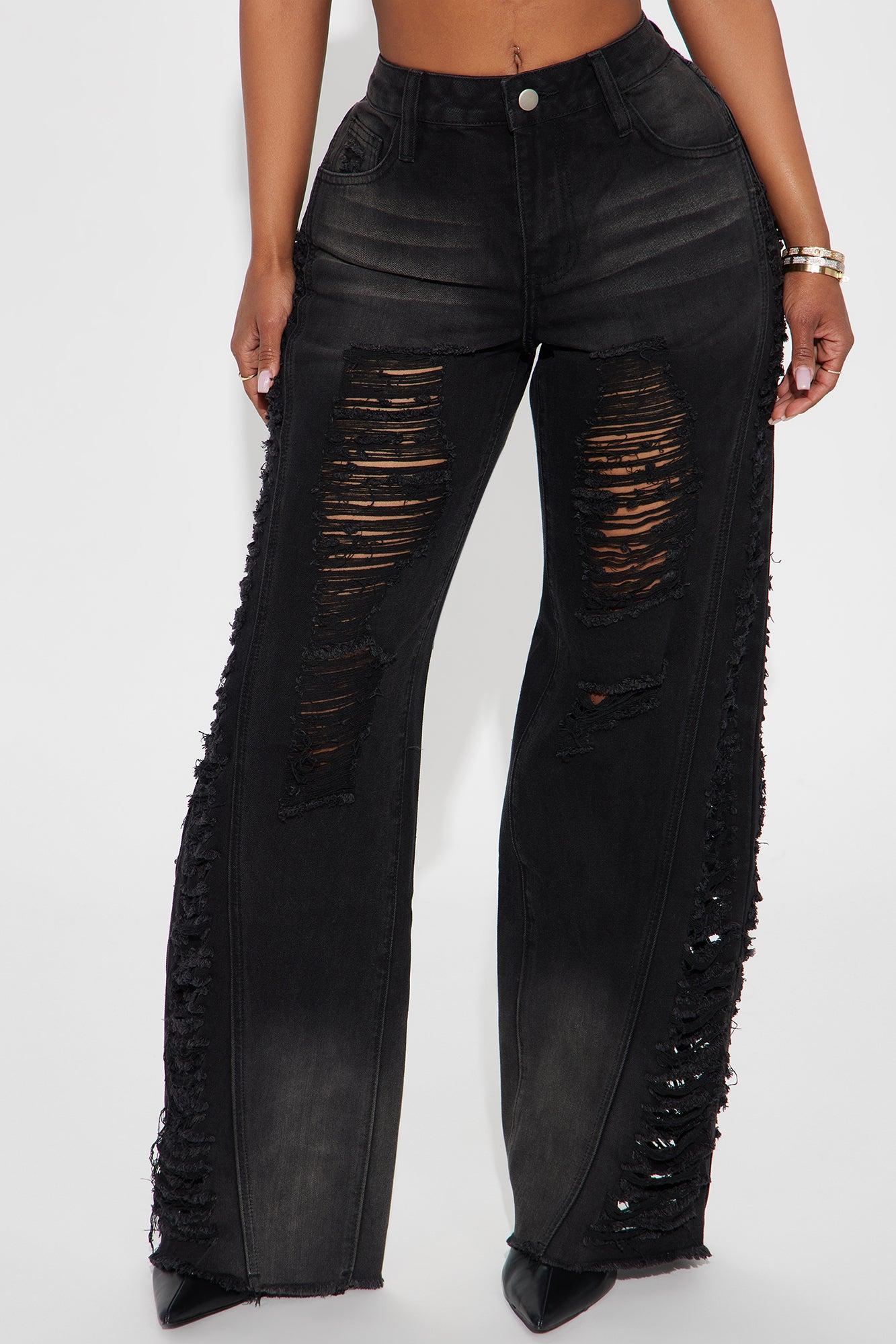 Obsessing Shredded Baggy Jeans - Black Wash Product Image