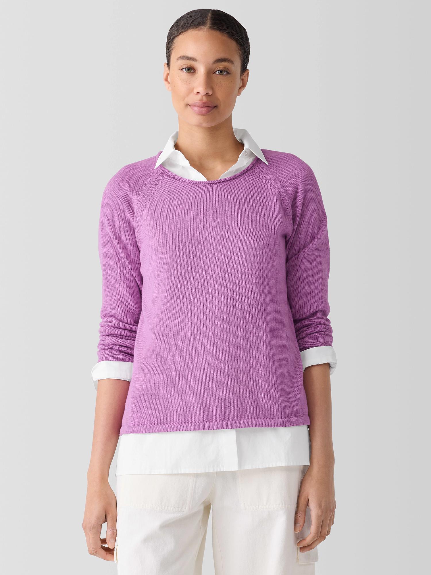 EILEEN FISHER Peruvian Cotton Blend Crew Neck Topfemale Product Image