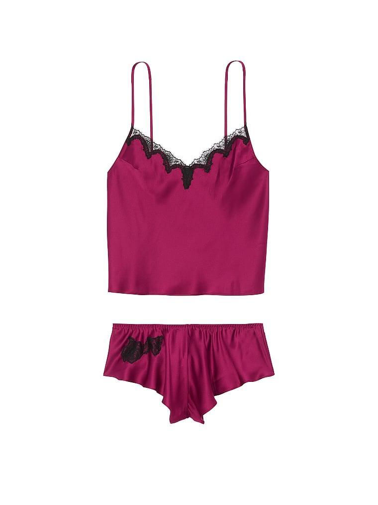 Satin Rose Lace-Trim Cami & Flutter Short Set Product Image