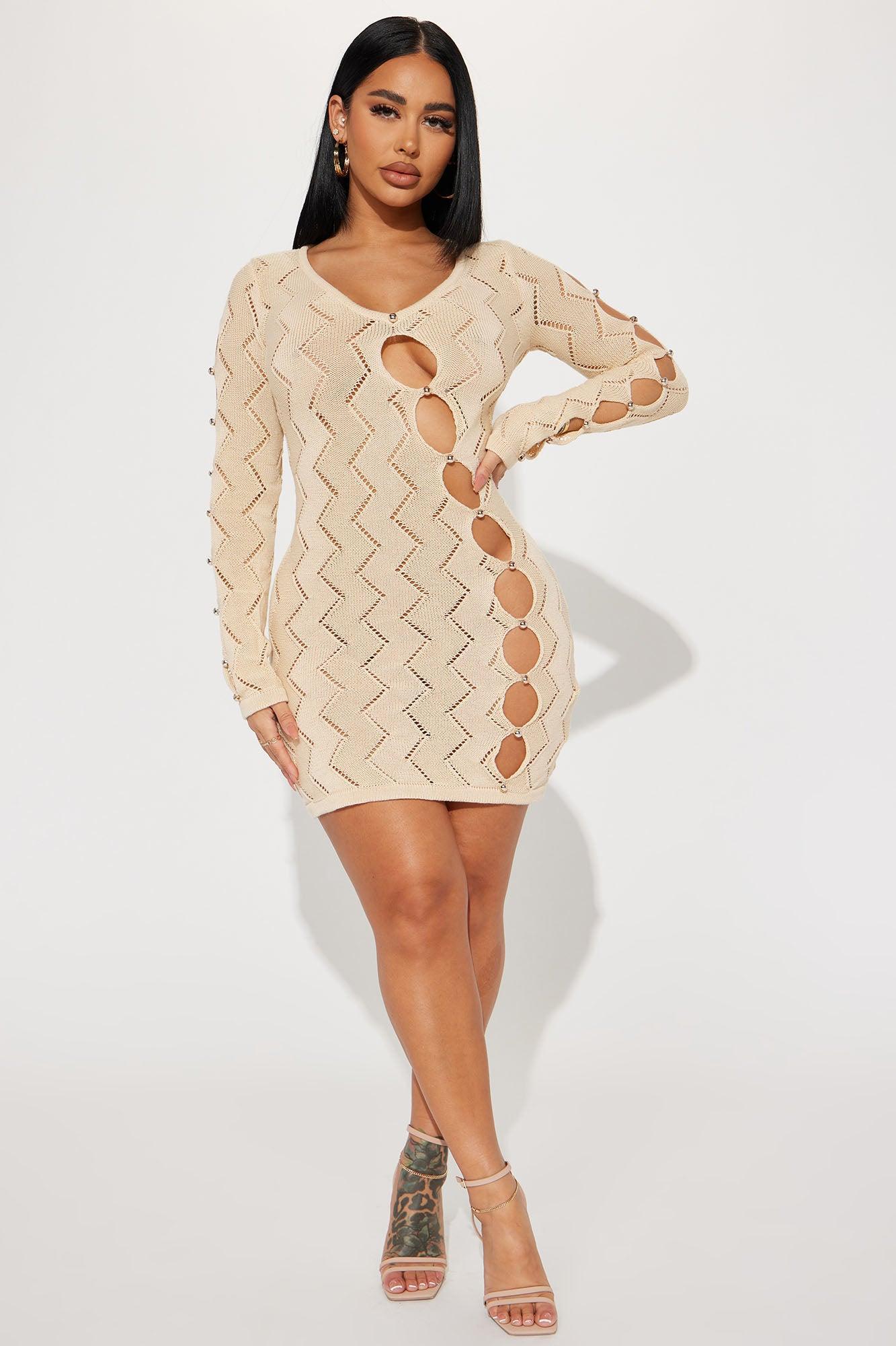 Phoenix Sweater Mini Dress - Tan Product Image