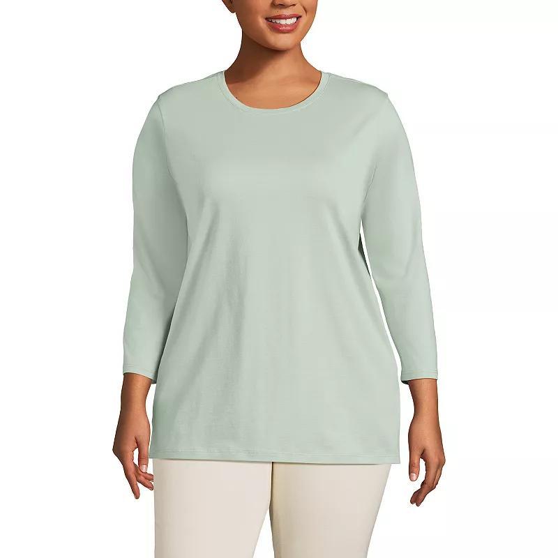 Plus Size Lands End Supima Cotton Relaxed Fit Crewneck Tunic, Womens Blue Product Image